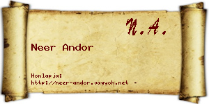 Neer Andor névjegykártya